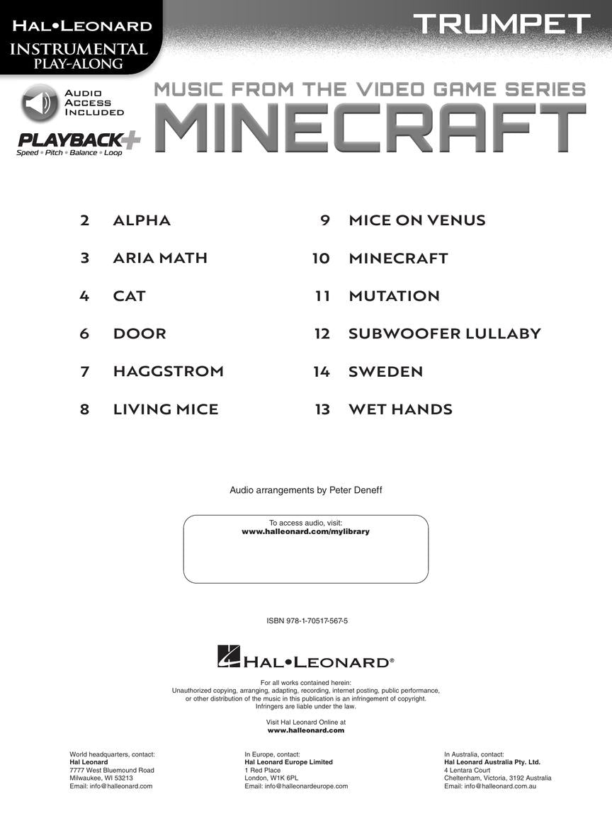 Minecraft Music From The Video Game Series - Trumpet Play Along Book/Ola