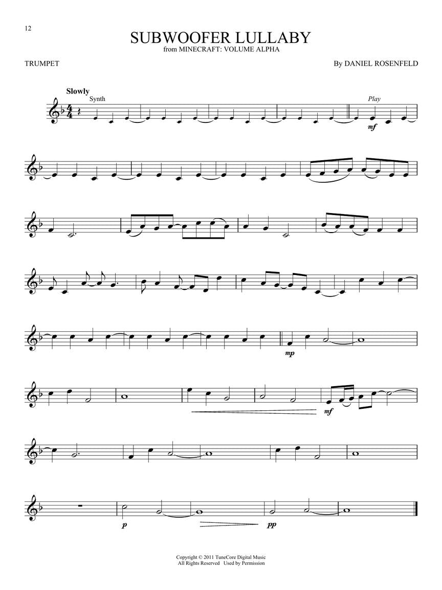 Minecraft Music From The Video Game Series - Trumpet Play Along Book/Ola