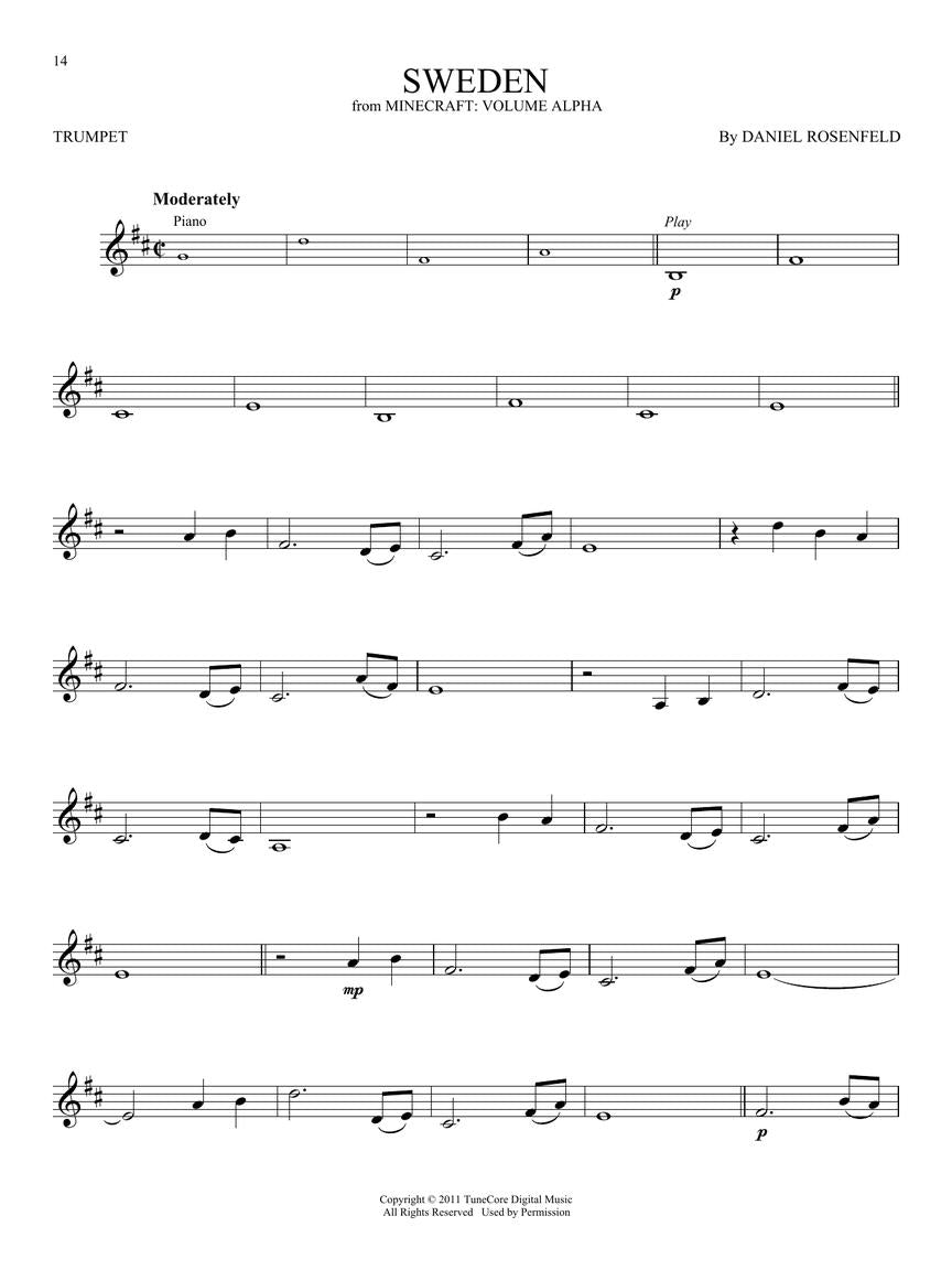 Minecraft Music From The Video Game Series - Trumpet Play Along Book/Ola