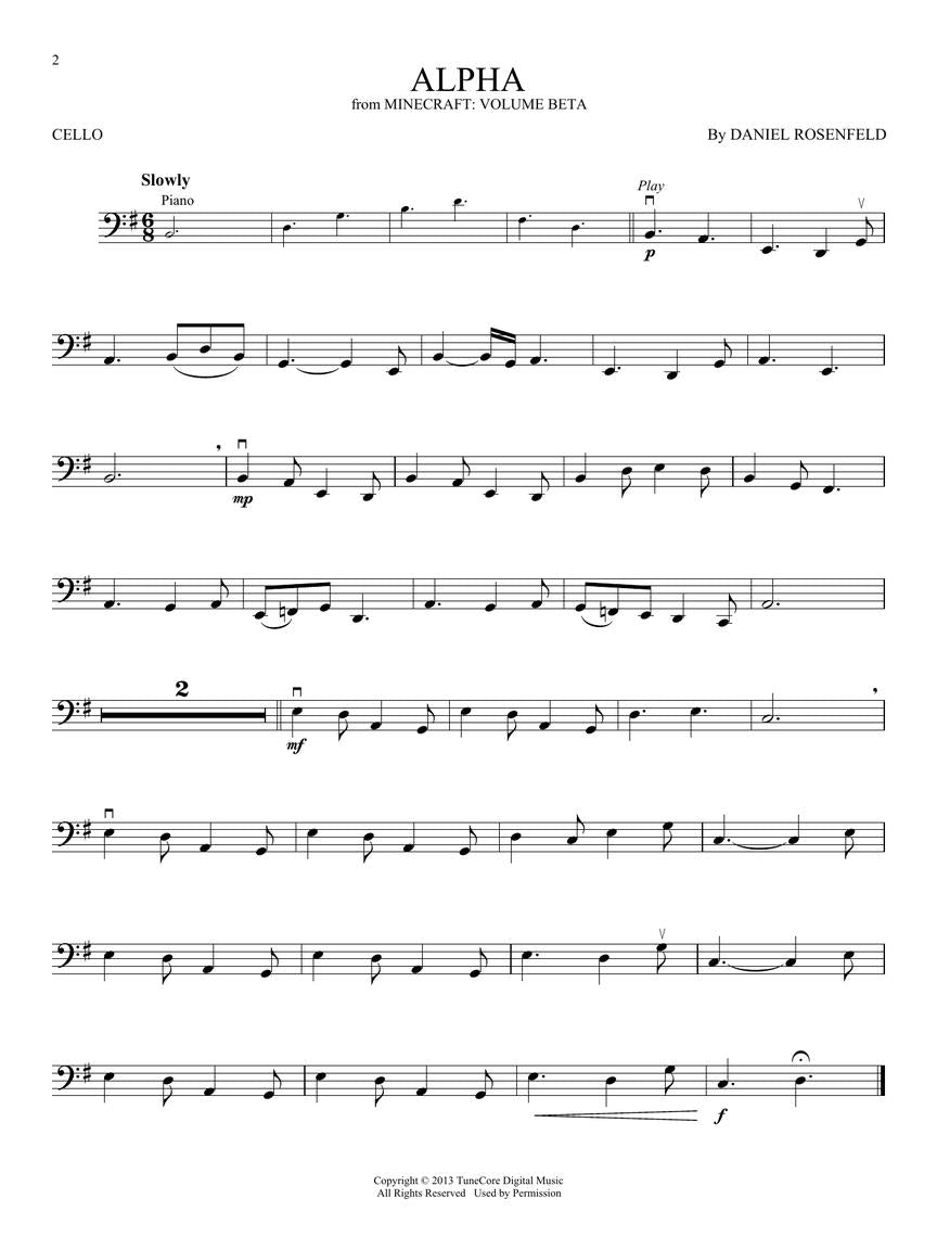 Minecraft Music From The Video Game Series Cello Play Along Book/Ola