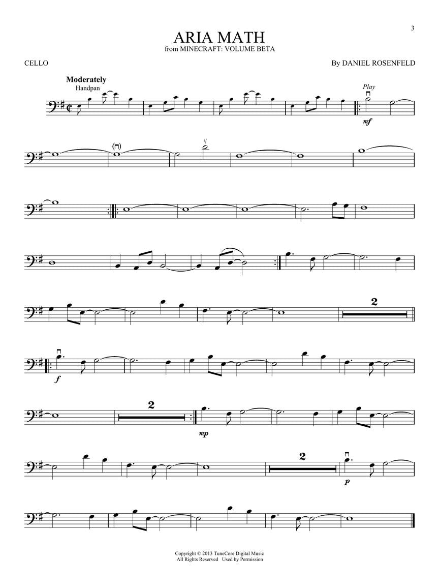 Minecraft Music From The Video Game Series Cello Play Along Book/Ola