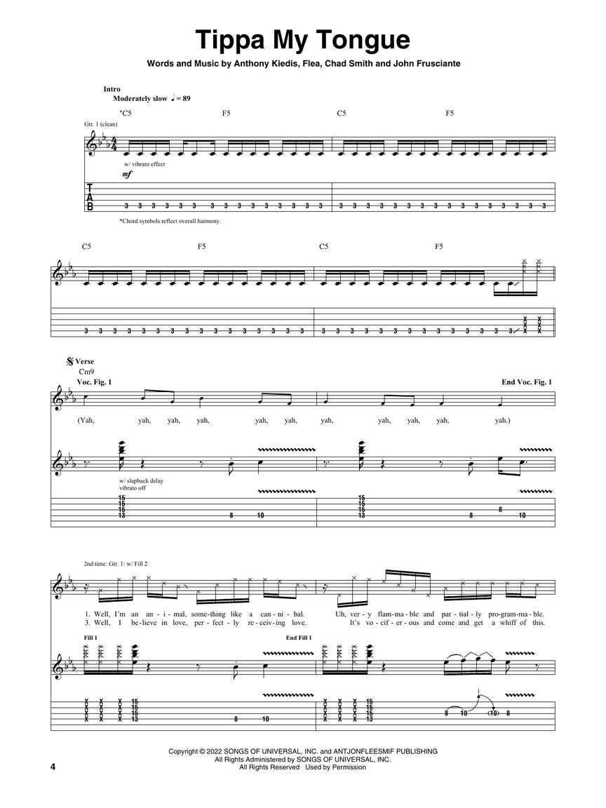 Red Hot Chili Peppers - Return Of The Dream Canteen Guitar Tab Book