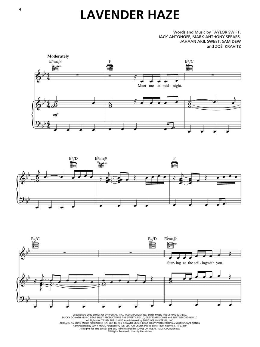 Taylor Swift - Midnights Piano, Vocal & Guitar Songbook
