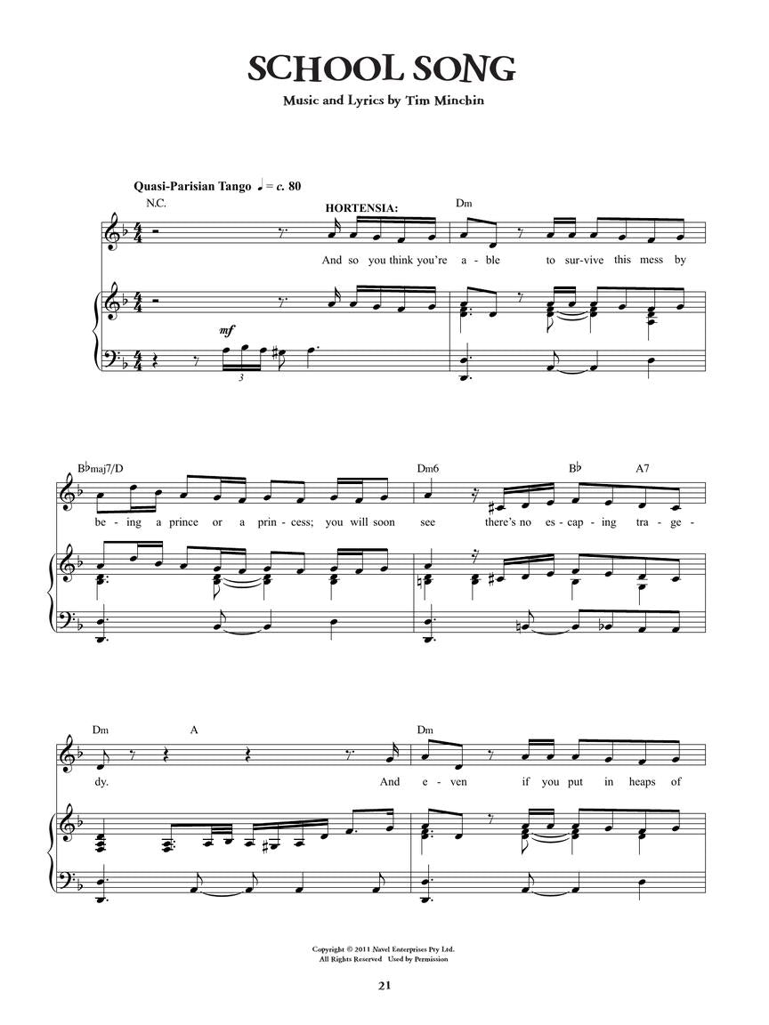 Roald Dahl's Matilda - The Musical For Piano and Vocal Book