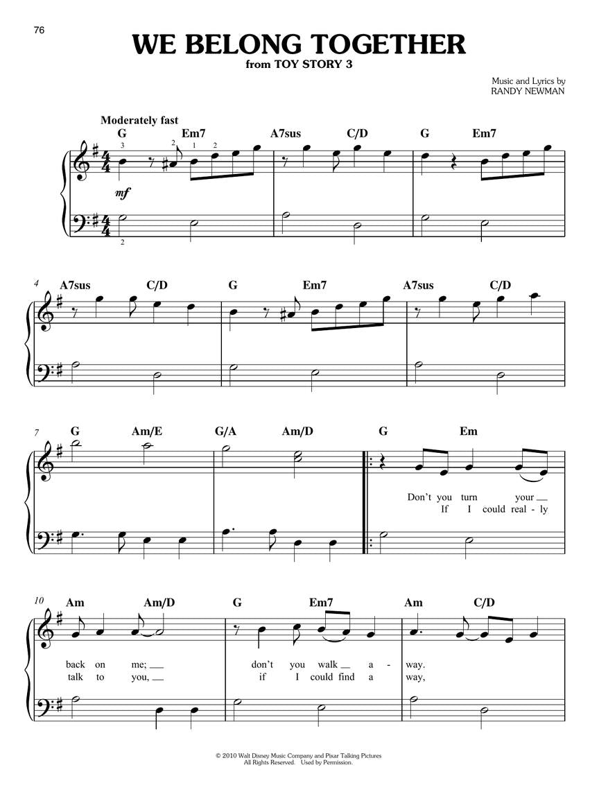 Disney Songs in Easy Keys Piano Book