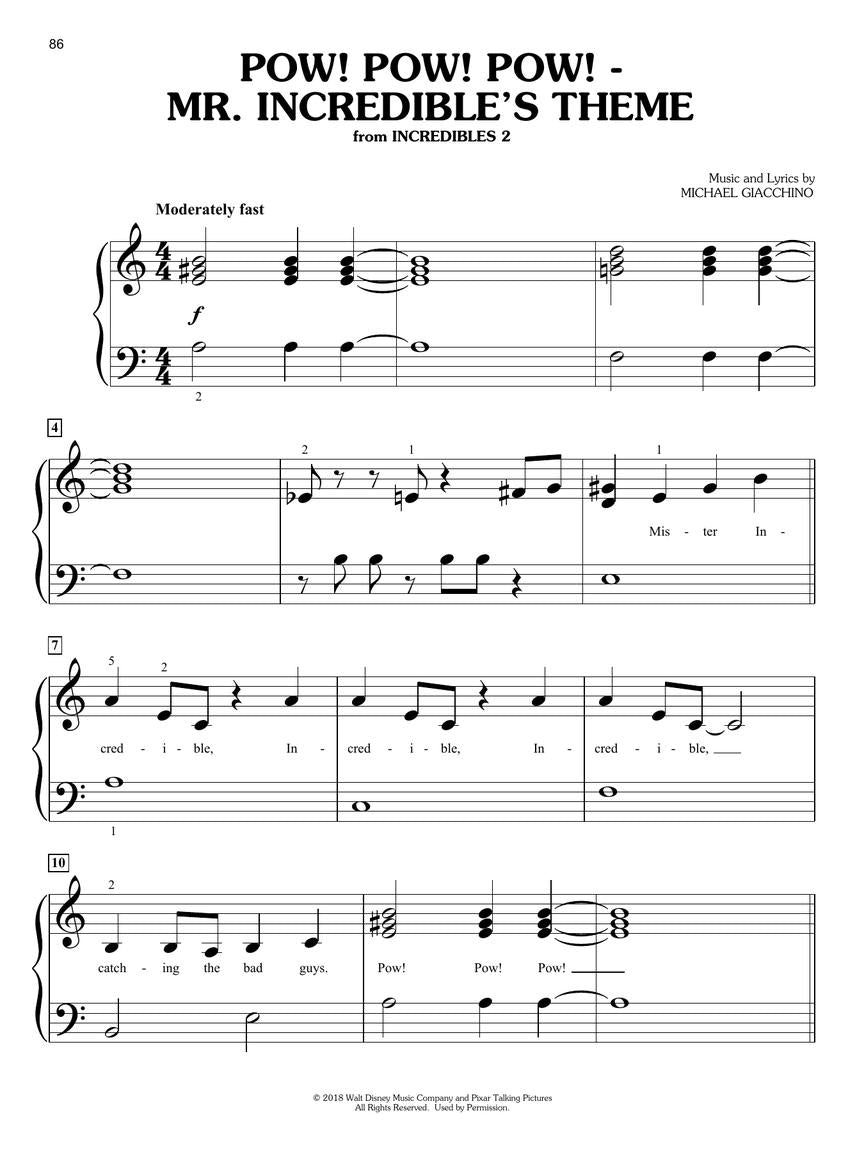 Pixar Collection For Big Note Piano