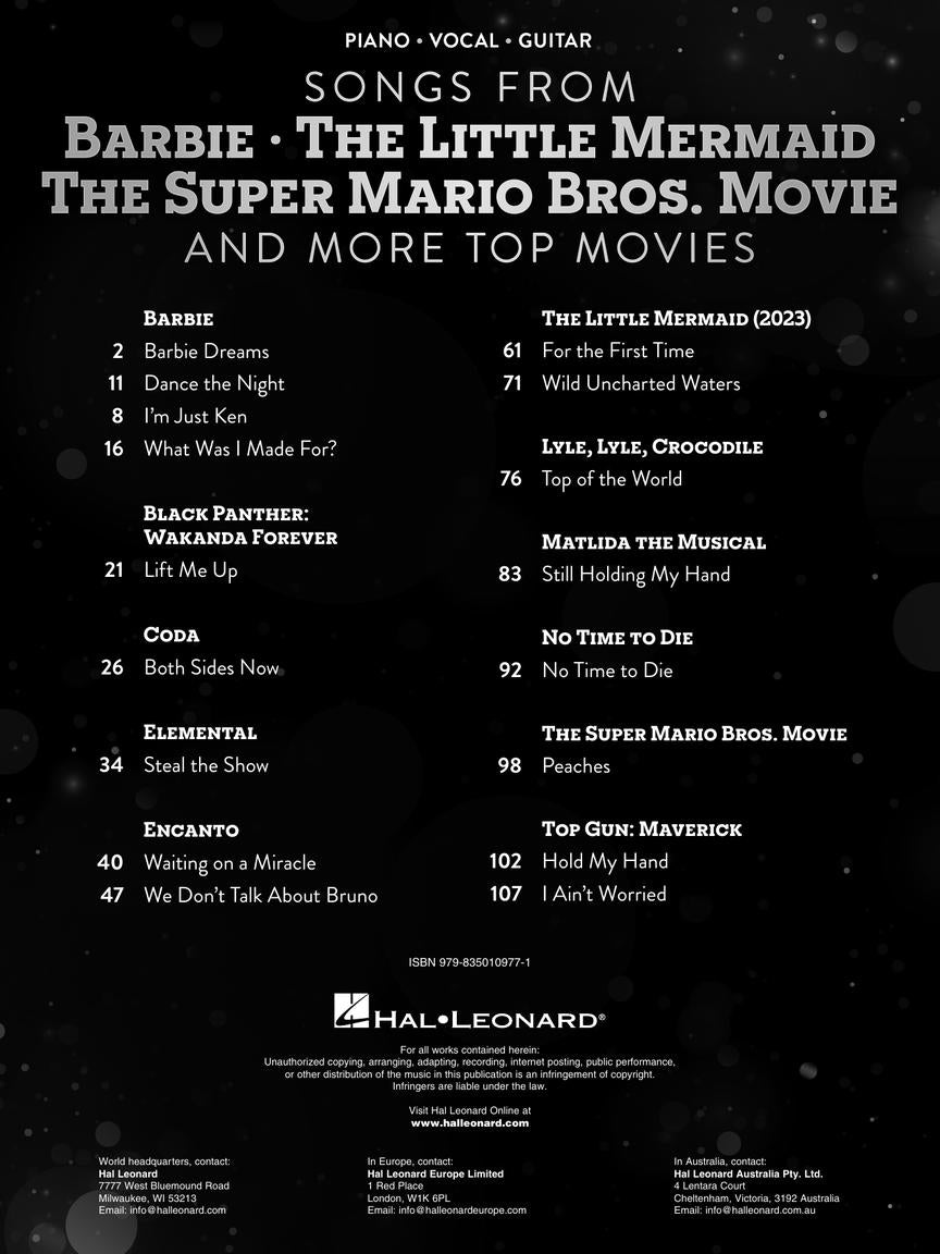 Songs from Barbie, Little Mermaid, Super Mario Bros Movies PVG Songbook