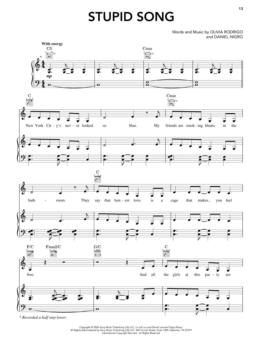 Olivia Rodrigo - You Seem Pretty Sad for a Girl So in Love: Piano, Vocal, Guitar