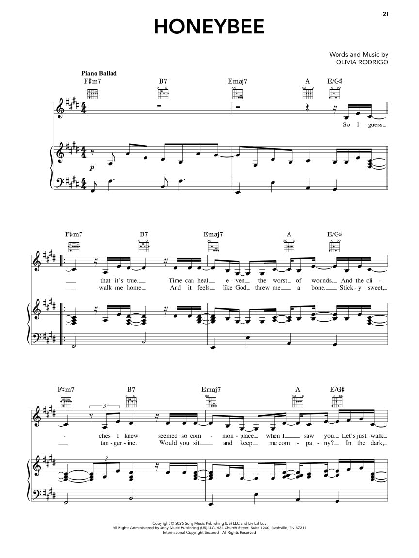 Olivia Rodrigo - You Seem Pretty Sad for a Girl So in Love: Piano, Vocal, Guitar