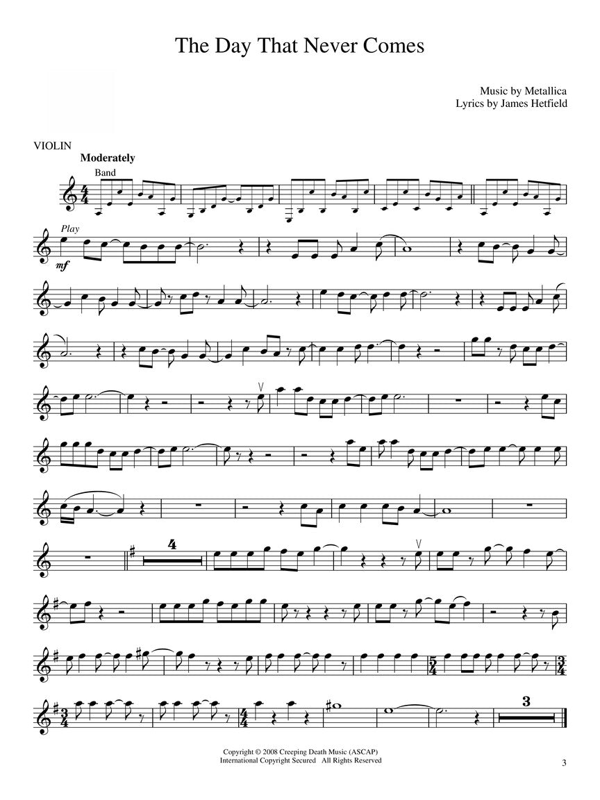 The Best Of Metallica For Violin Play Along Book/Ola