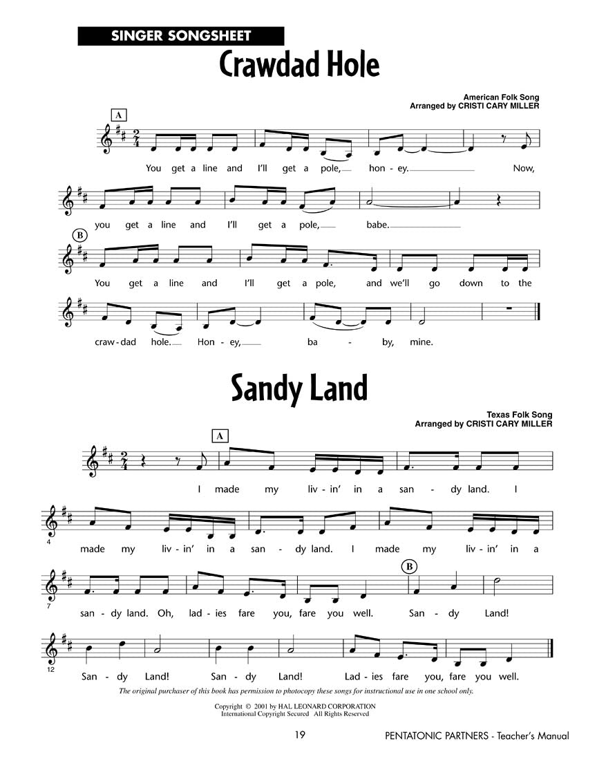 Pentatonic Partners Song Collection for Piano and Vocal - Teachers Book