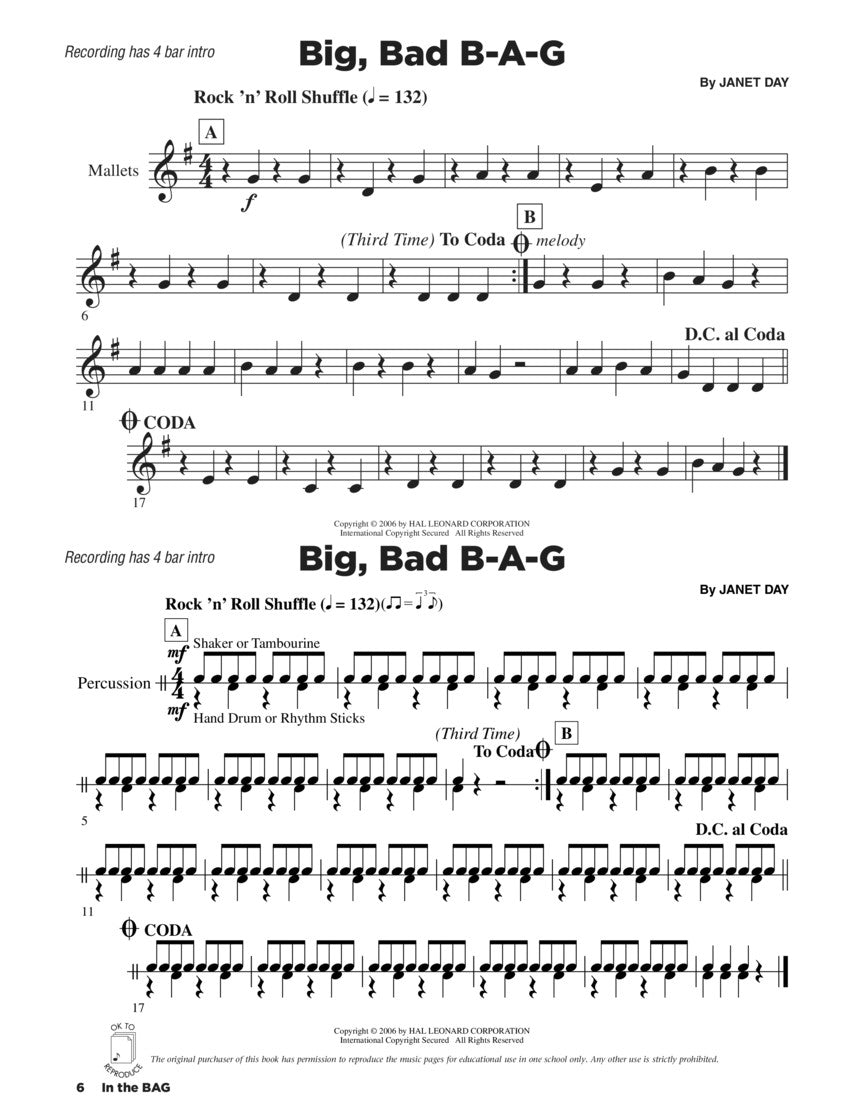 In The B-A-G - Collection of Songs for Recorder (Classroom Book/Ola)