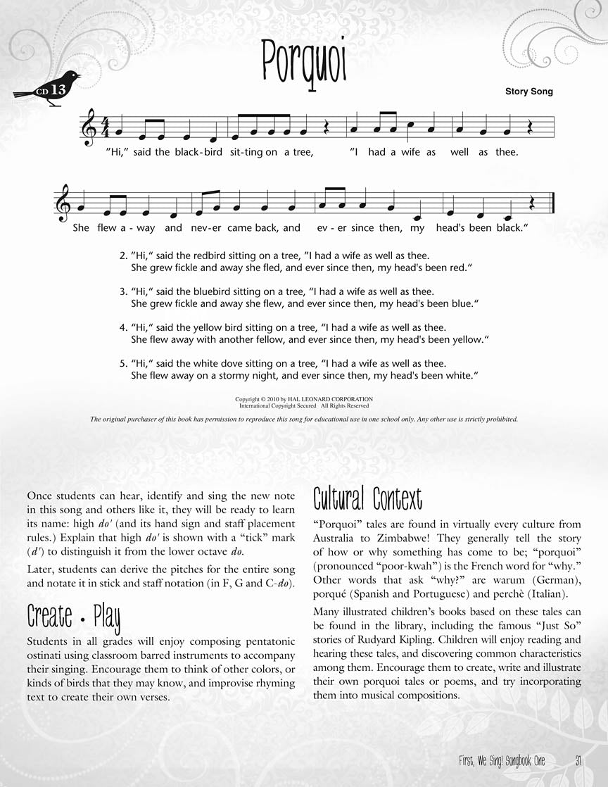 First We Sing Songbook 1 Book/Ola (Music Classroom Set)
