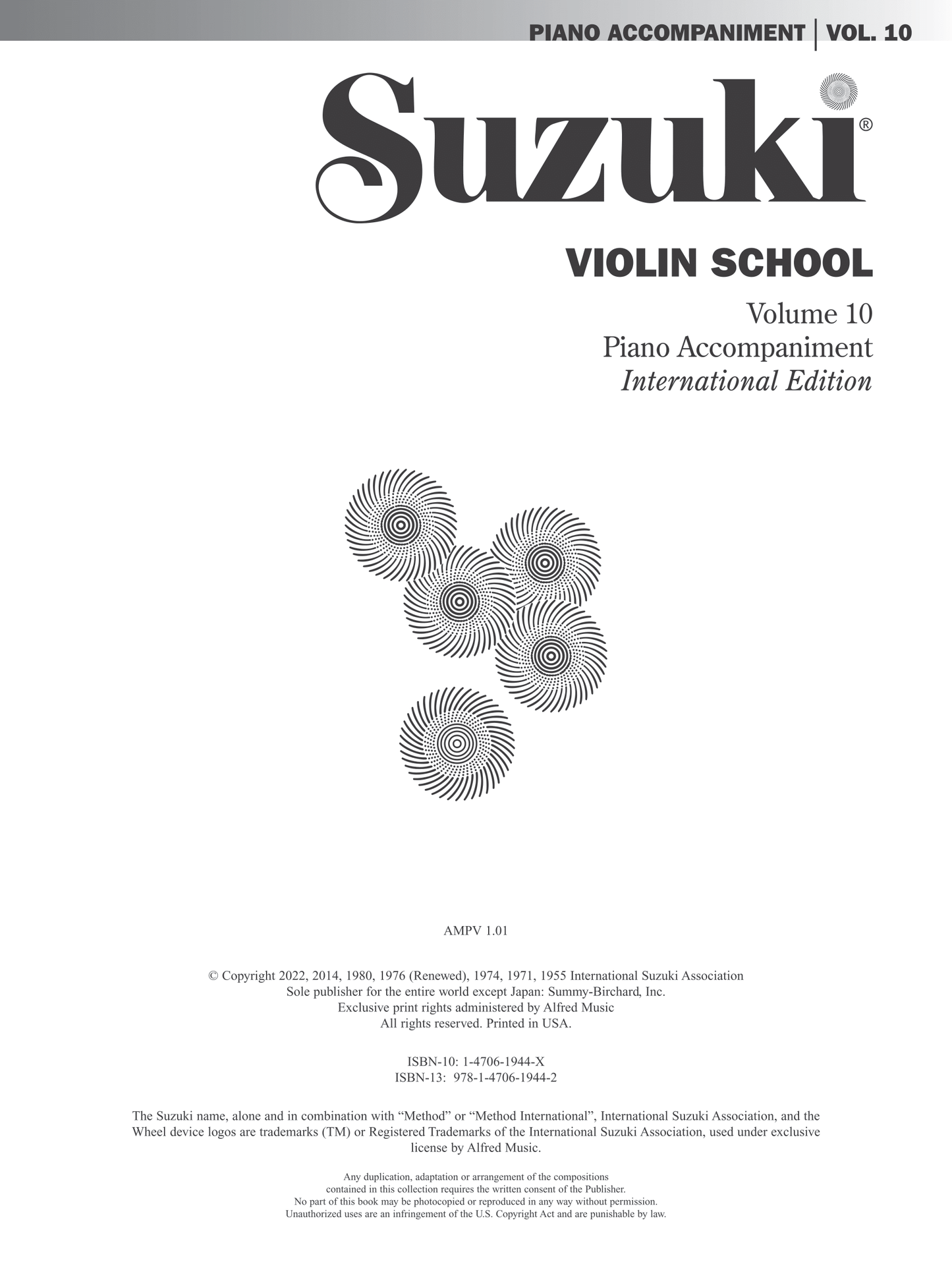 Suzuki Violin School - Volume 10 Piano Accompaniment Book