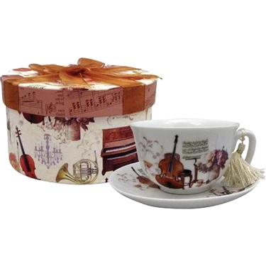 Teacup & Saucer Music Design In Decorative Gift Box Giftware