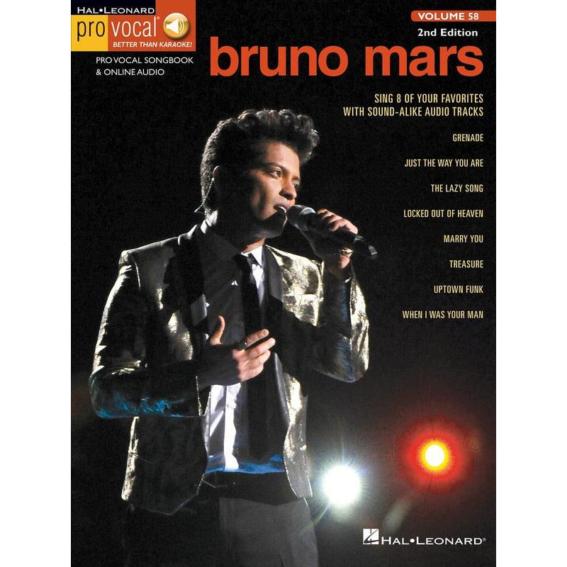 Bruno Mars Pro Vocal Mens Edition Volume 58 Book/Ola