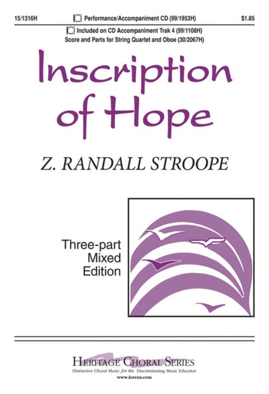 Inscription Of Hope 3 Part Mixed Vocal Sheet Music