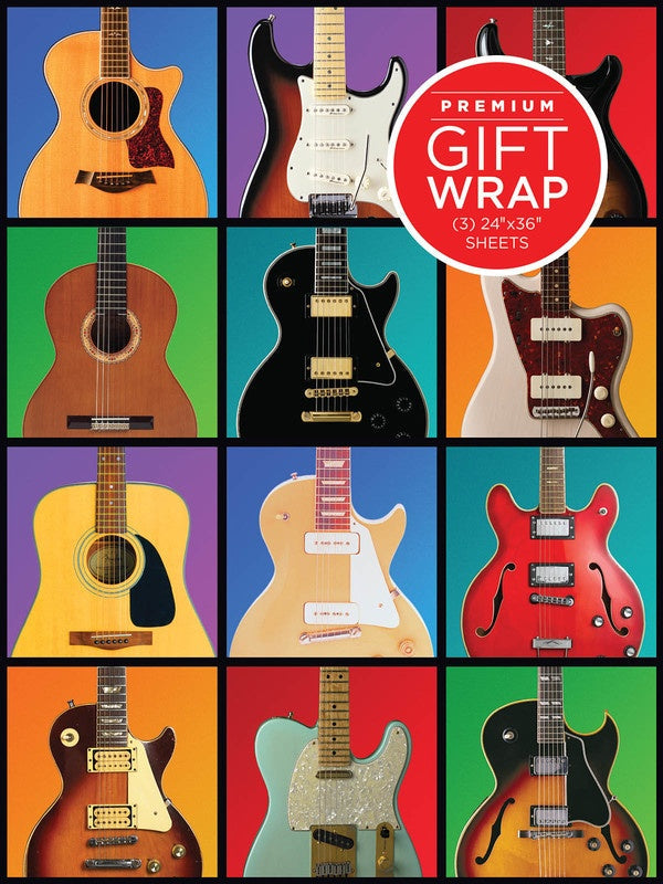 GIFT WRAPPING PAPER GUITAR RETRO THEME