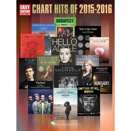 Chart Hits Of 2015-2016 Easy Guitar Notes & Tab