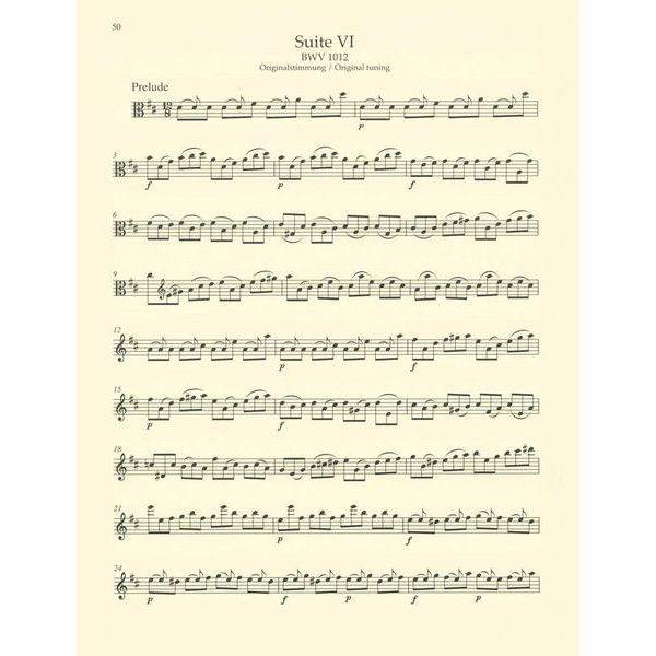 Bach - 6 Suites For Cello Solo BWV 1007-1012 Arranged For Viola Book