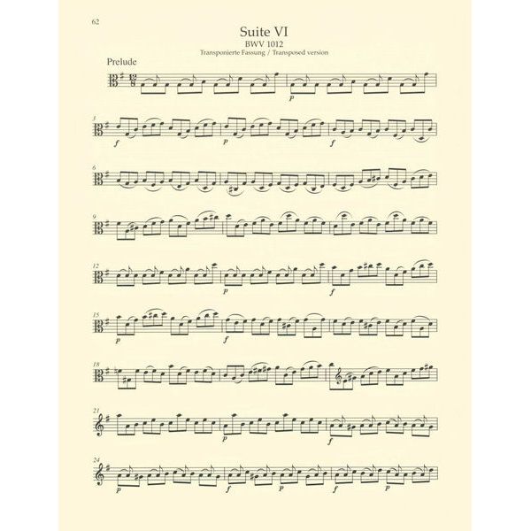 Bach - 6 Suites For Cello Solo BWV 1007-1012 Arranged For Viola Book