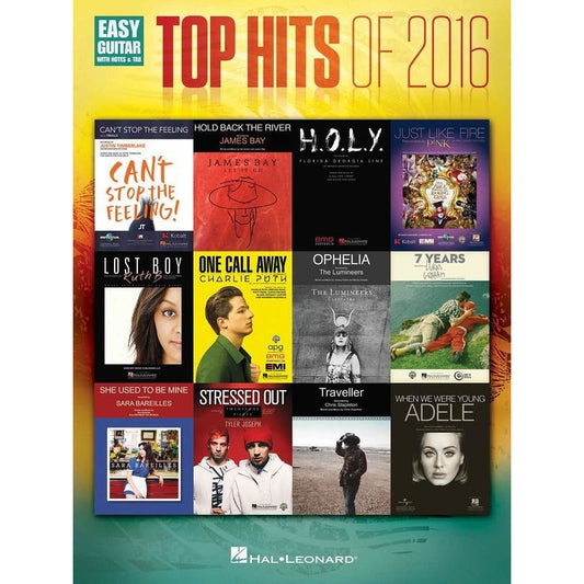 Top Hits Of 2016 Easy Guitar Notes & Tab Book