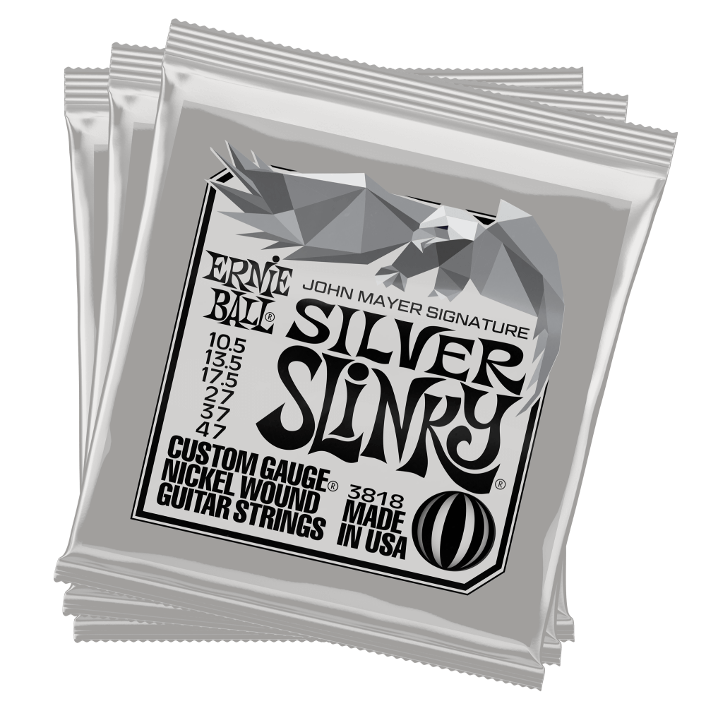 Ernie Ball John Mayer Signature Silver Slinky Nickel Wound Electric Guitar Strings Set - 10.5-47 - 3 Set Tin