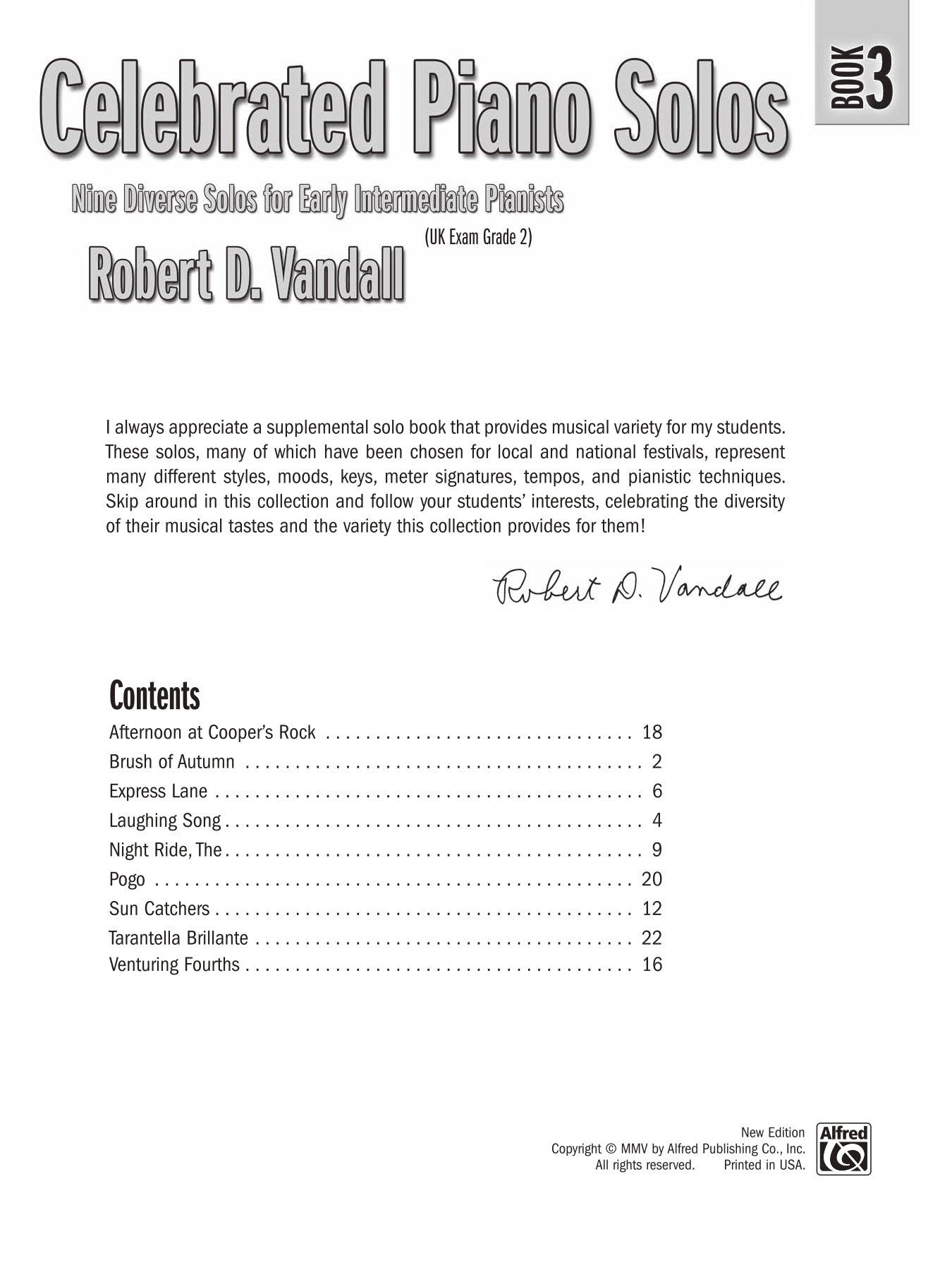 Vandall - Celebrated Piano Solos - Book 3