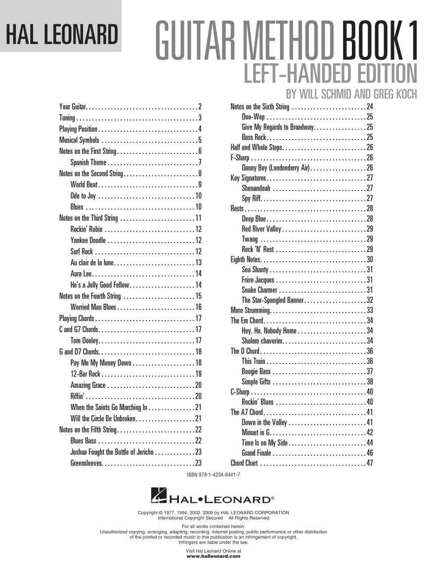 Hal Leonard Left Handed Guitar Method - Book 1 (Book/Ola)