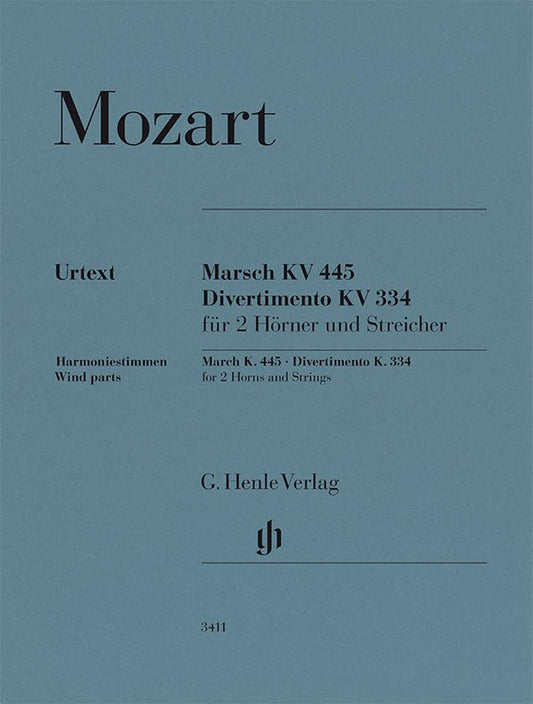 Mozart - March K 445 Divertimento K 334 2 Horns/Strings Wind Parts