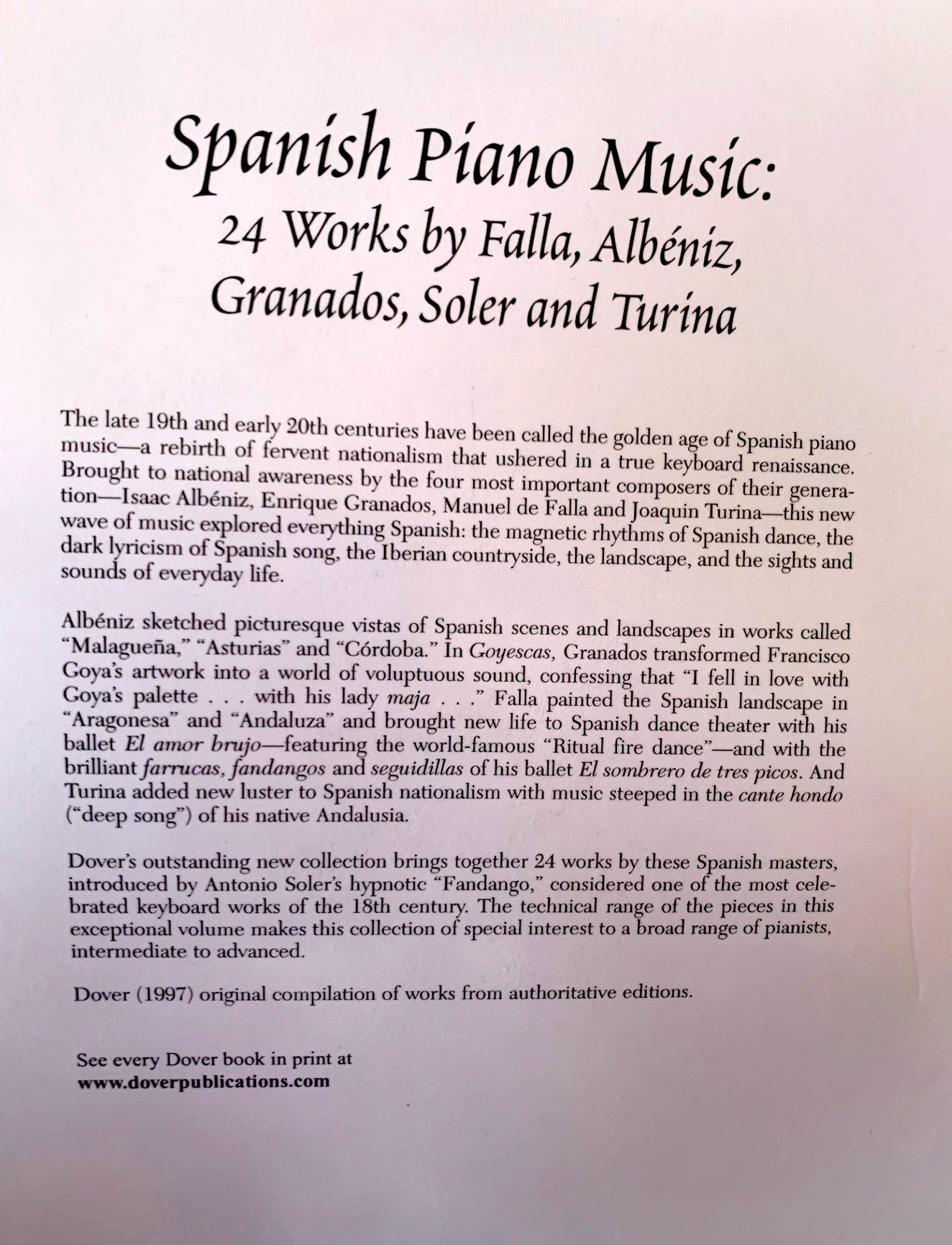 Spanish Piano Music Book -  24 Works (24 Pieces by Falla, Albeniz, Granados and more)