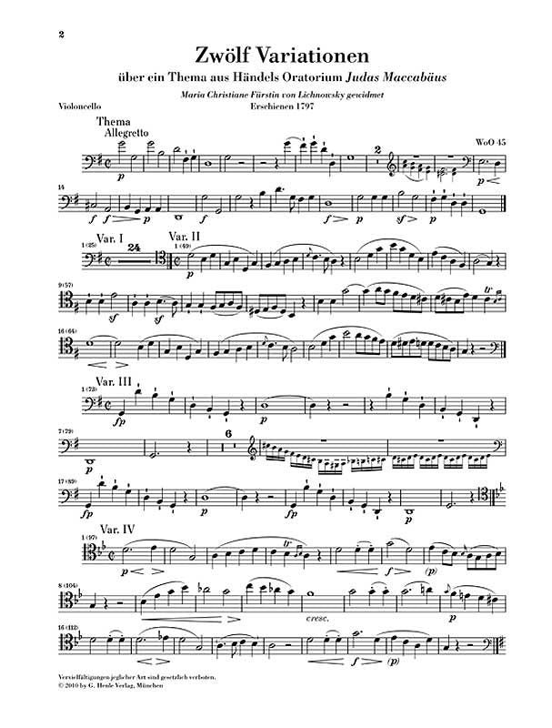 Beethoven - 12 Variations Complete Cello/Piano Book (Back in Stock 11 September)