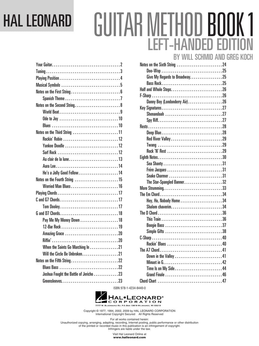 Hal Leonard Left Handed Guitar Method - Book 1