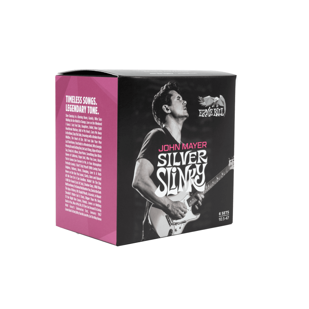 Ernie Ball John Mayer Signature Silver Slinky Nickel Wound Electric Guitar Strings Set - 10.5-47 - 6 Pack