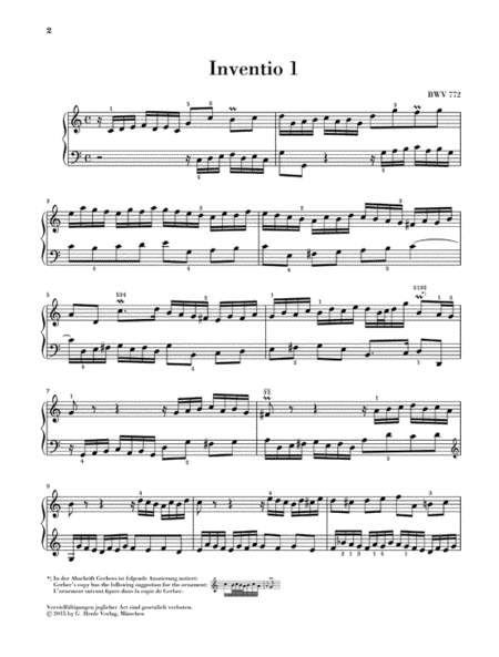 J.S Bach - Two Part Inventions Urtext Piano Book (Revised Edition)