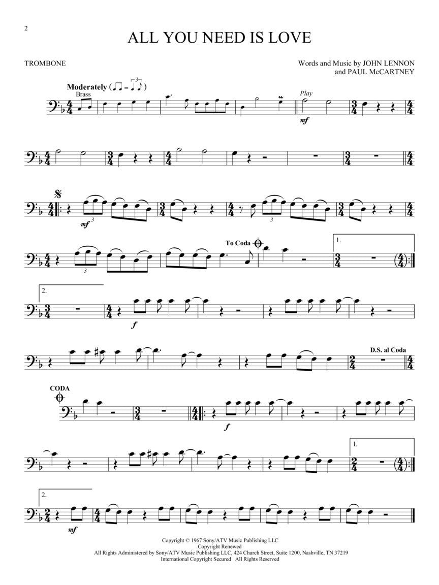 Beatles Instrumental Trombone Play Along Book/Ola Brass