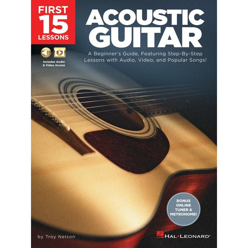 FIRST 15 LESSONS ACOUSTIC GUITAR BK/OLM - Music2u