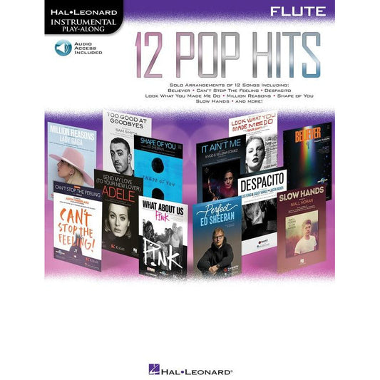 12 Pop Hits Flute Play Along Book/Ola