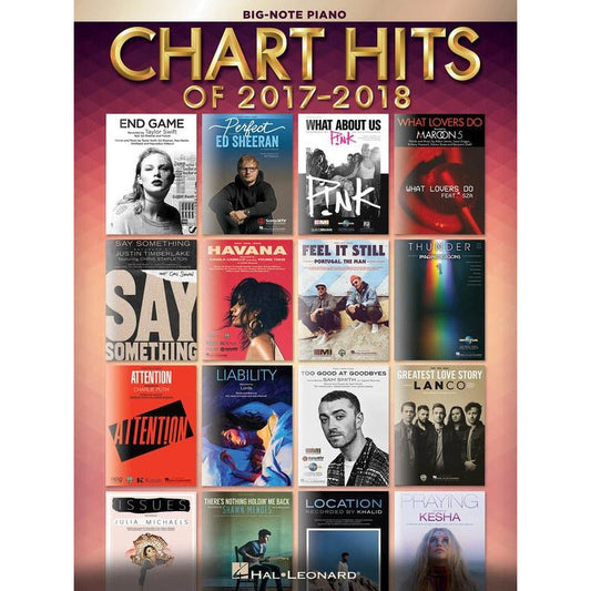 Chart Hits Of 2017-2018 Big Note Piano