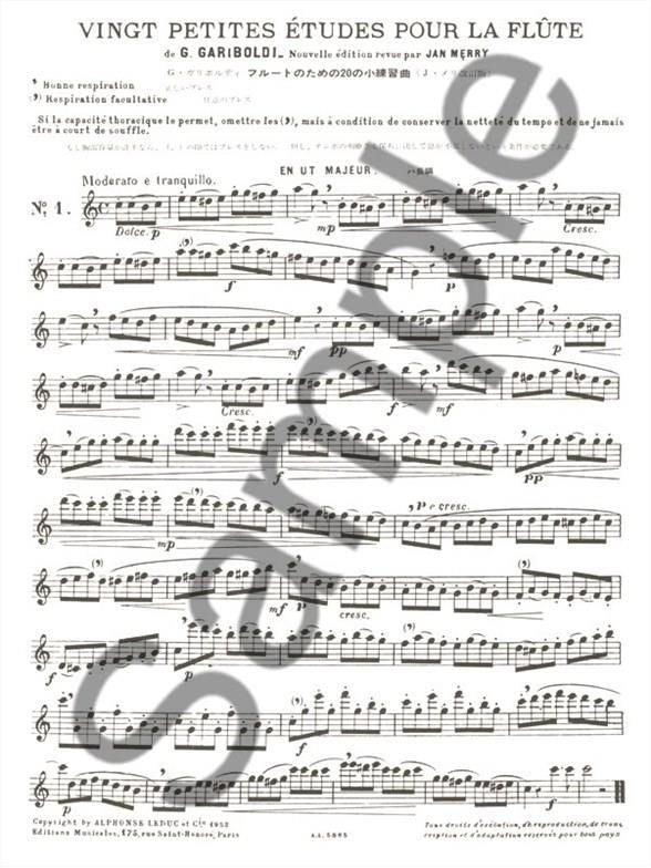 Giuseppe Gariboldi  - 20 Petites Etudes Flute Book