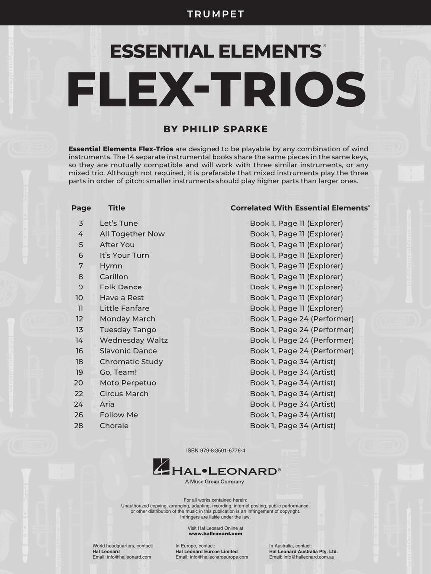 Essential Elements Flex Trios-  Trumpet Edition Book