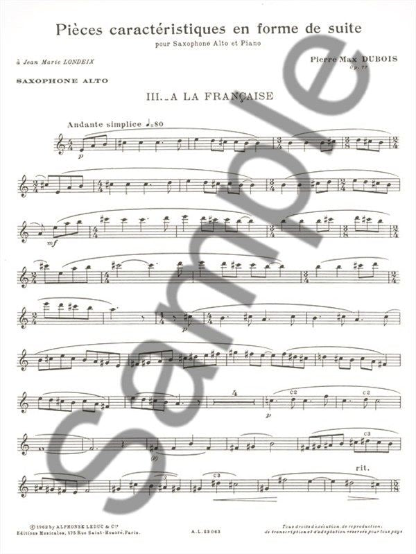Pierre Max Dubois - Pieces Characteristiques Op 77 No 3 Alto Saxophone/Piano