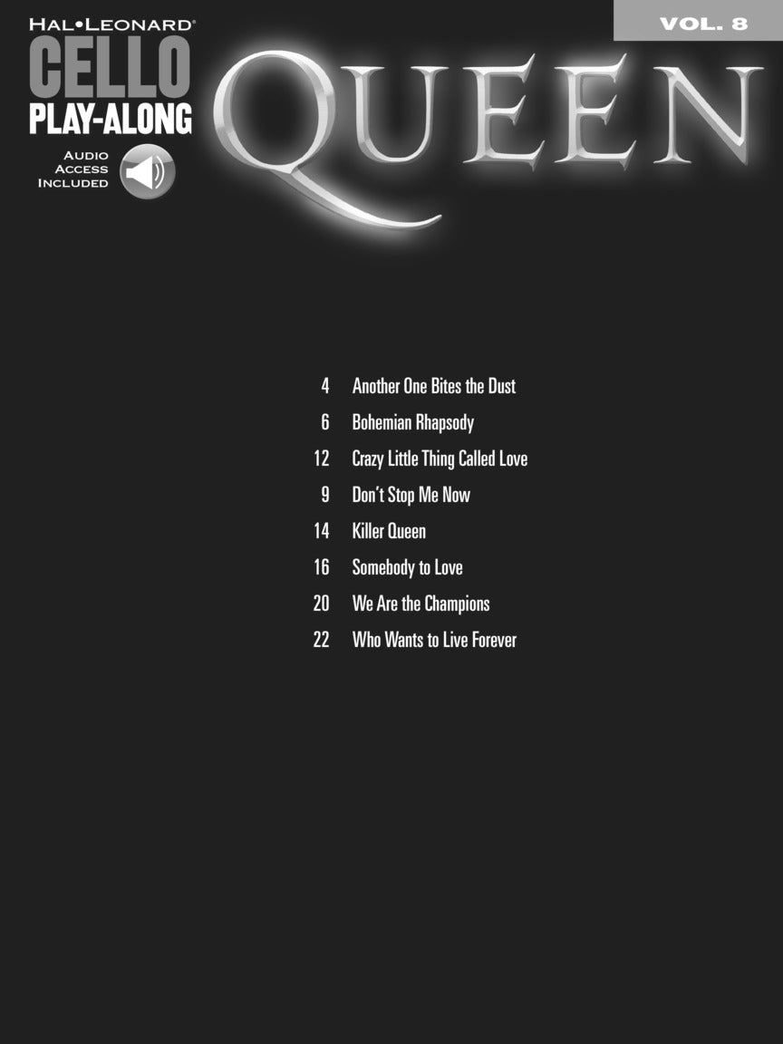 Queen Cello Play Along Volume 8 Book and Online Audio- All the Hits