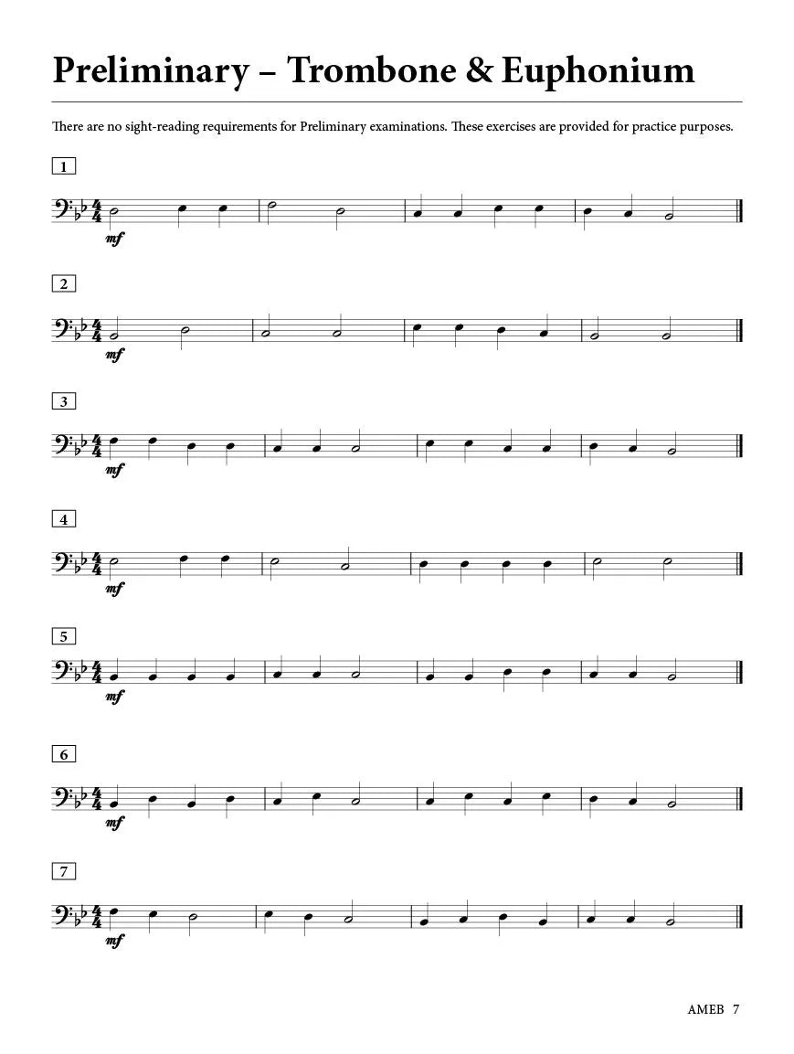 AMEB Trombone & Euphonium Series 2 - Sight Reading Book (2021)