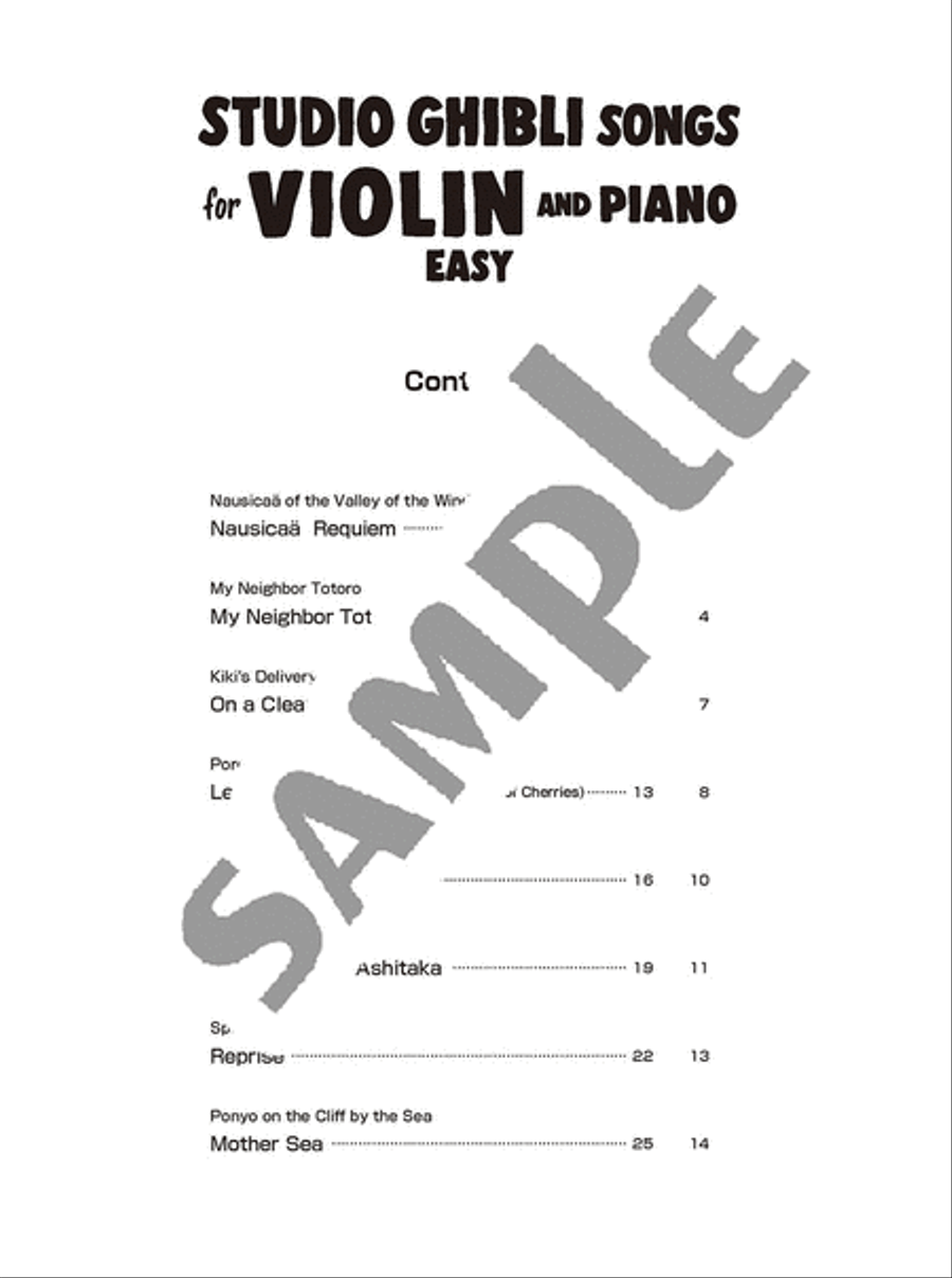 Joe Hisaishi  - Studio Ghibli Songs  - For Violin and Piano Book (Easy)
