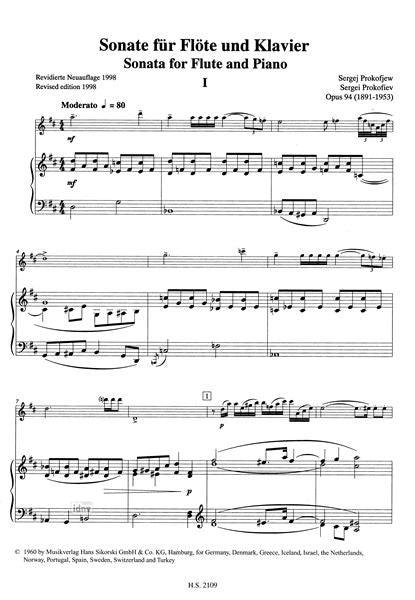 Prokofieff - Sonata No 2 Op 94A For Flute with Piano Accompaniment Book