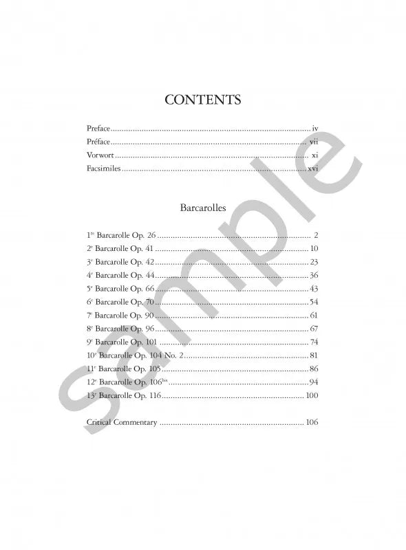 Gabriel Faure - Barcarolles For Piano Solo Book (Urtext Edition)