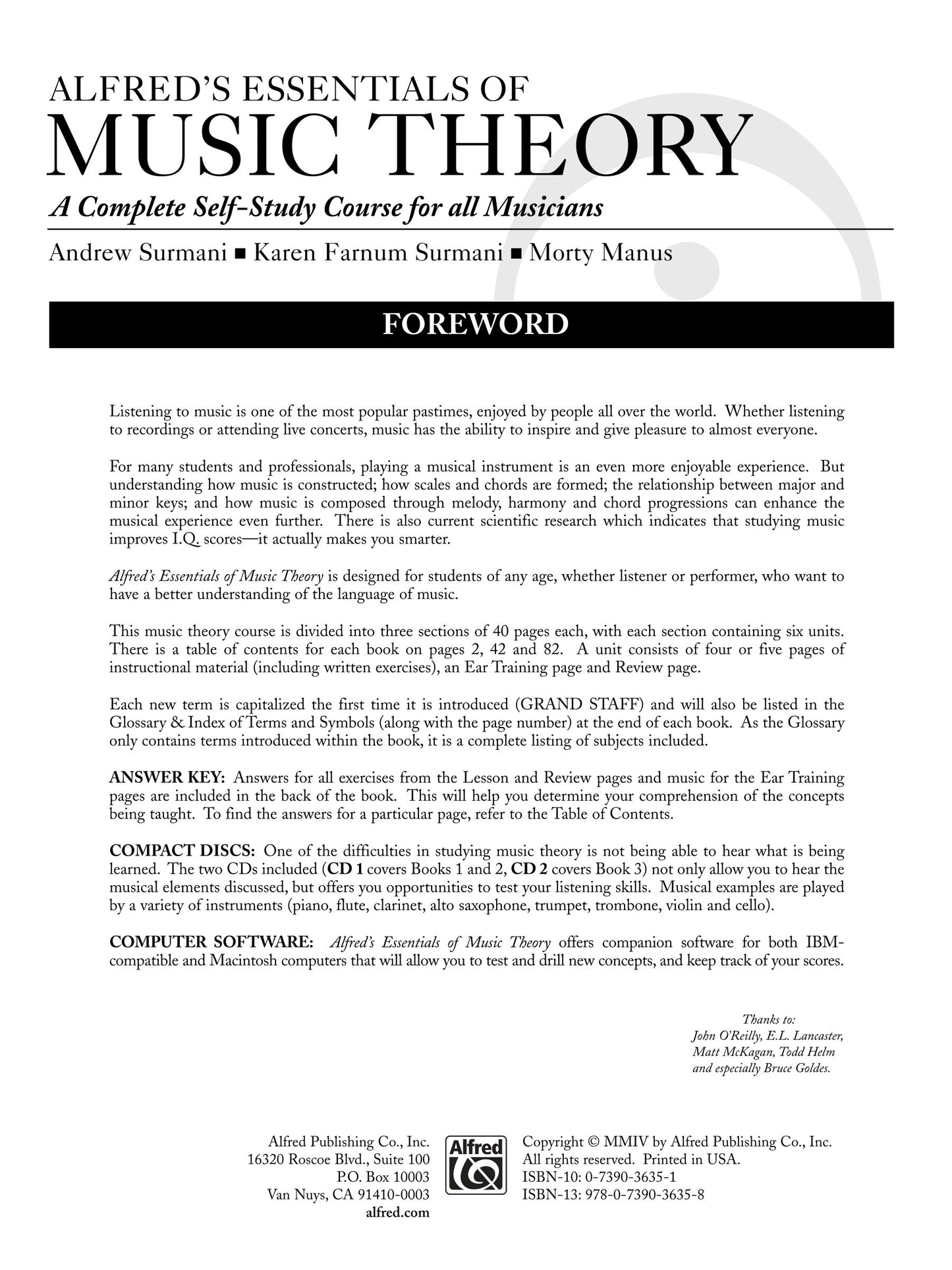 Alfred's Essentials Of Music Theory - Self Study Course (Book/2Cds)