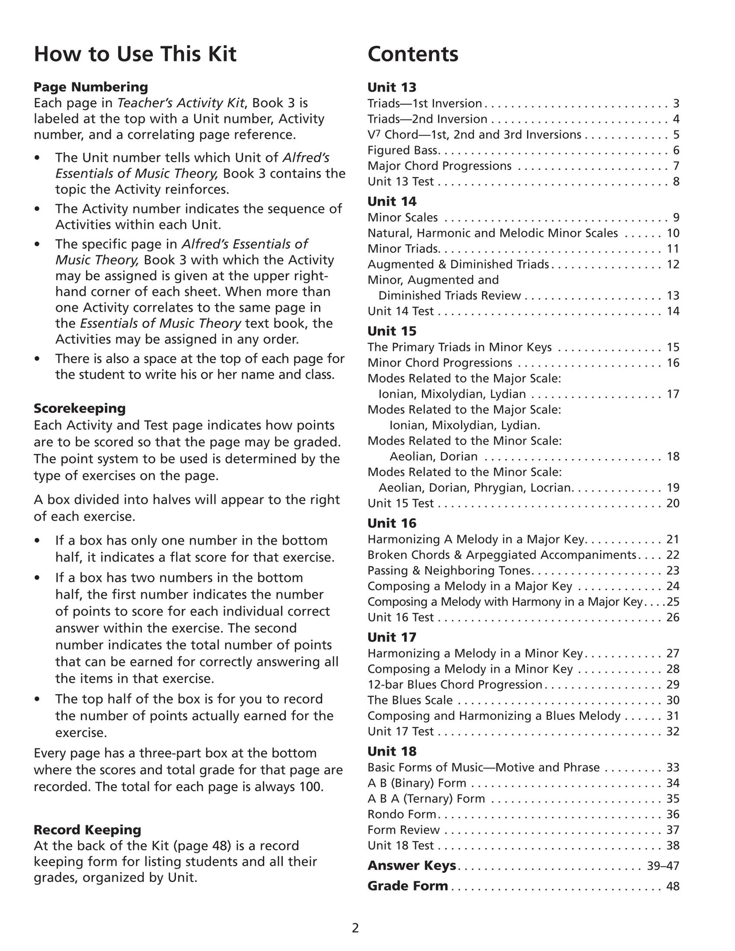 Alfred's Essentials Of Music Theory - Teacher's Activity Kit Book 3