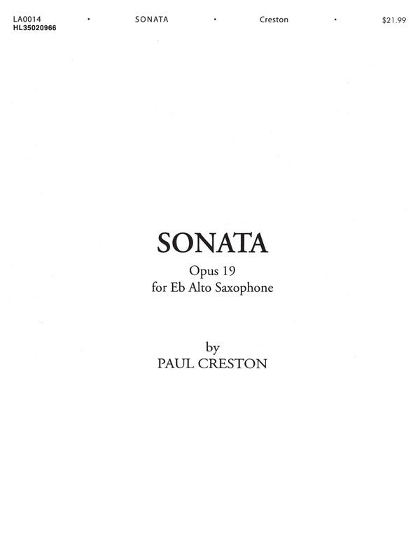 Creston - Sonata Op 19 Alto Sax/Piano